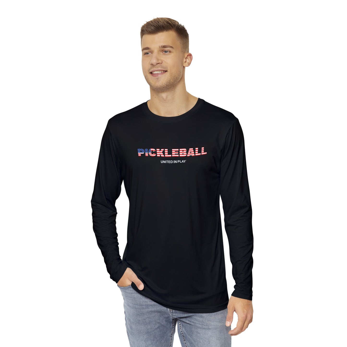 Pickleball (USA Flag) – Men's Long Sleeve Performance Shirt